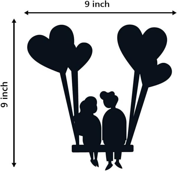 411L23841OS._AC_SL1500_ Young Loving Couple with Heart Balloons – Black MDF Wood Wall Art Cutout