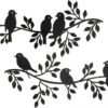 b-1 Lasani Wood Bird Wall Decor – 6 Birds on Olive Branch, Wooden Silhouette Hanging Art for Indoor & Outdoor Spaces