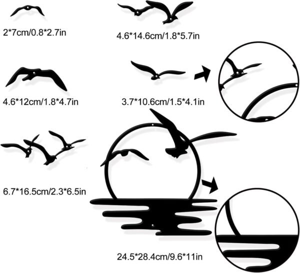 d-2 Black Wooden Flock of Flying Birds Wall Art – Modern Hanging Decor for Living Room, Bedroom & Outdoor Spaces