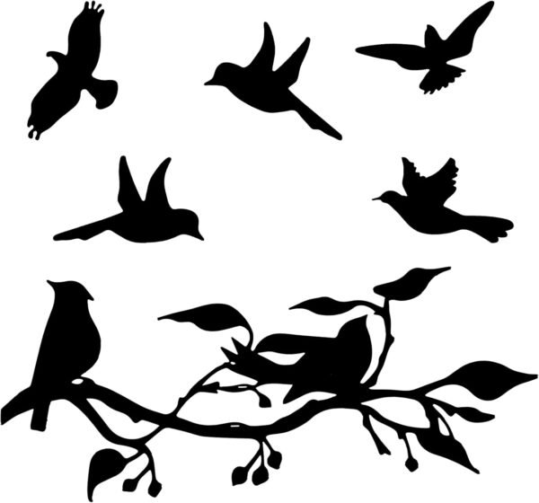 e-1 Modern Black Bird Wall Decor – Wooden Hanging Sculpture for Home & Garden