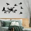 e-2 Modern Black Bird Wall Decor – Wooden Hanging Sculpture for Home & Garden
