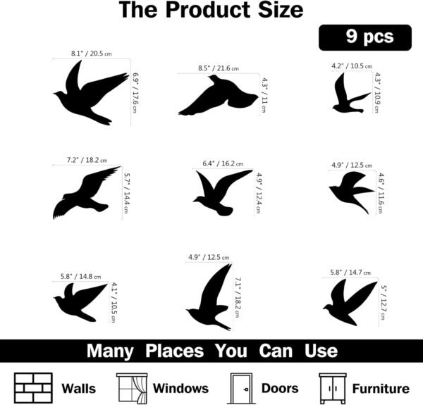 f-6 9-Piece Wooden Flying Pigeons Wall Decor – Elegant Bird Decor for Home