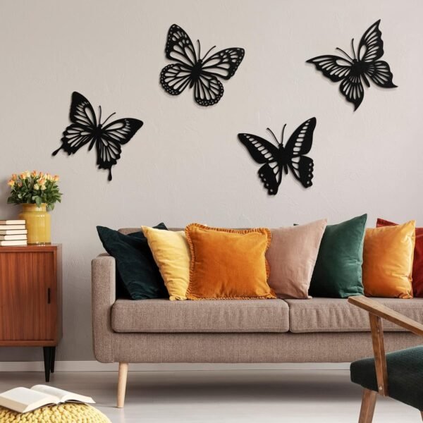 i-3 4-Piece Wooden Butterfly Wall Decor – Rustic Hanging Art for Home & Outdoor