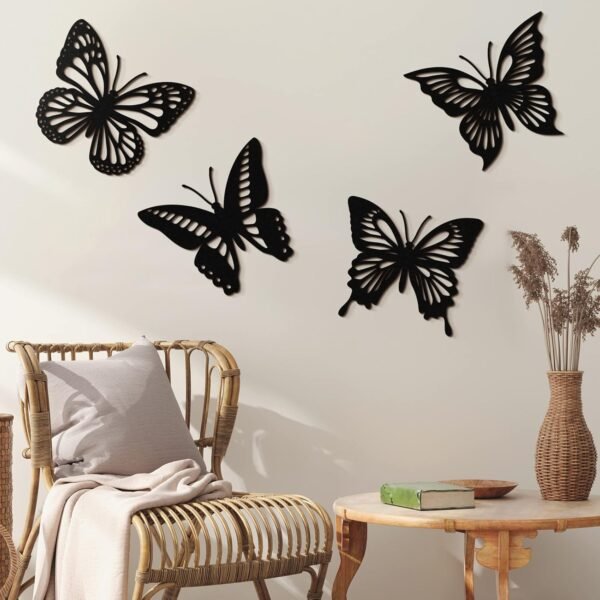 i-4 4-Piece Wooden Butterfly Wall Decor – Rustic Hanging Art for Home & Outdoor