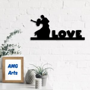 k-1 Dancing Love Couple Wall Art – Black Wood Cutout for Romantic Home Decor