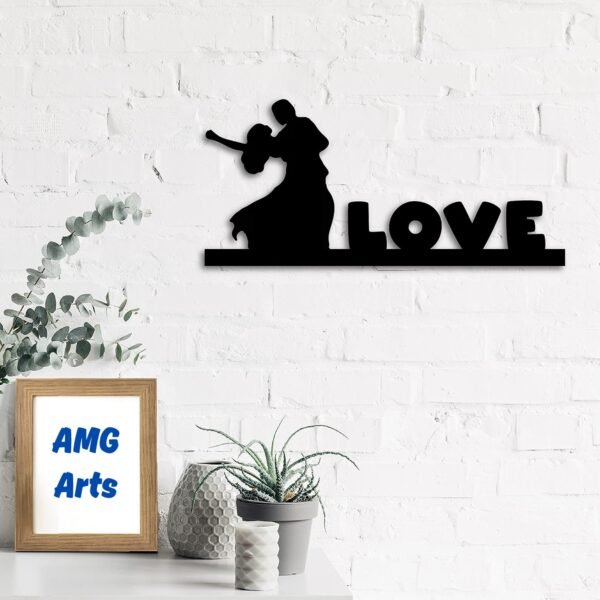 k-1 Dancing Love Couple Wall Art – Black Wood Cutout for Romantic Home Decor