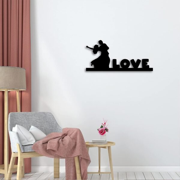 k-2 Dancing Love Couple Wall Art – Black Wood Cutout for Romantic Home Decor