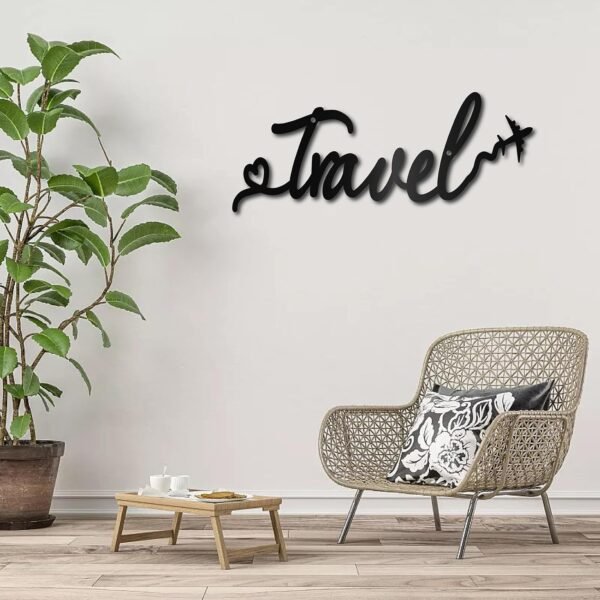 F-1 Travel Wall Art – Black Wooden Airplane Silhouette Sign, Minimalist Hanging Decor for Travelers