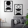H-1 2 Pcs Black Wall Decor – Mid-Century Geometric Art, Minimalist Vertical Hanging for Home, Living Room, Bedroom