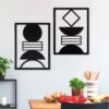 H-3 2 Pcs Black Wall Decor – Mid-Century Geometric Art, Minimalist Vertical Hanging for Home, Living Room, Bedroom