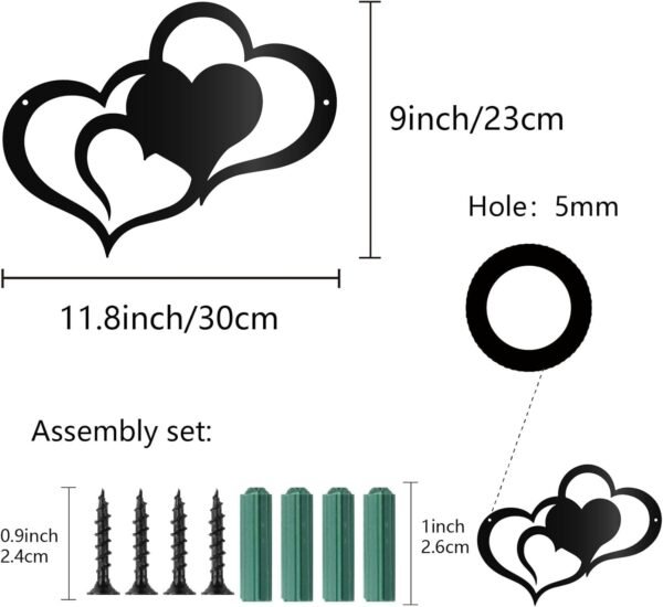 P-1 Black Wooden Heart Wall Art – Minimalist Hanging Decor for Bedroom, Living Room, or Valentine’s Gift