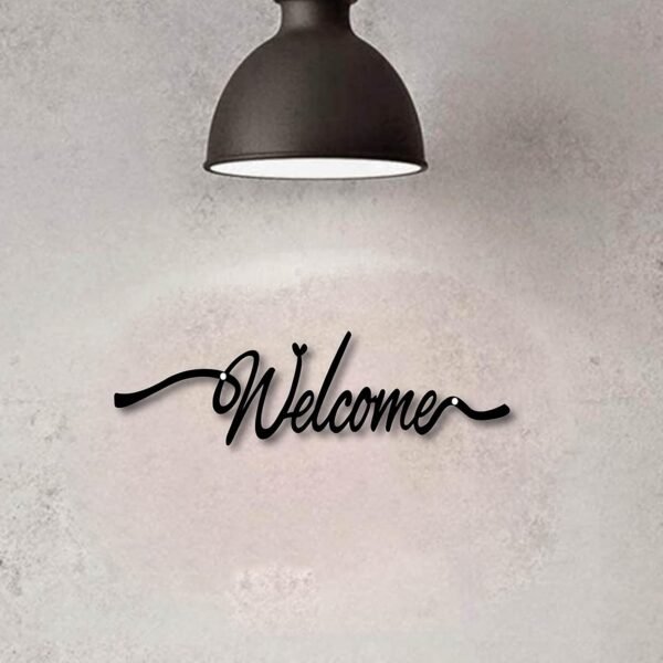 T-2 "Welcome" Wooden Wall Art – Black Hanging Decor for Home, Living Room & Entryway