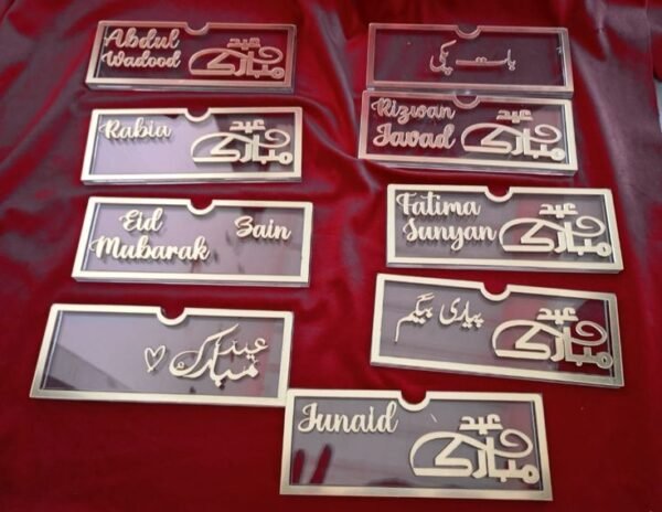 Premium Acrylic Money Envelope - Elegant Custom Design for Haq Mehar, Eidi, Baat Pakki & Salami Gifts