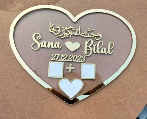 Heart shape thumb frame Nikah Thumb Plate with Names & Date - Unique Marriage Gift for Eternal Memories