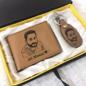 Engraved Leather Wallet & Key Ring: Add Your Photo, Custom Text, and Logo